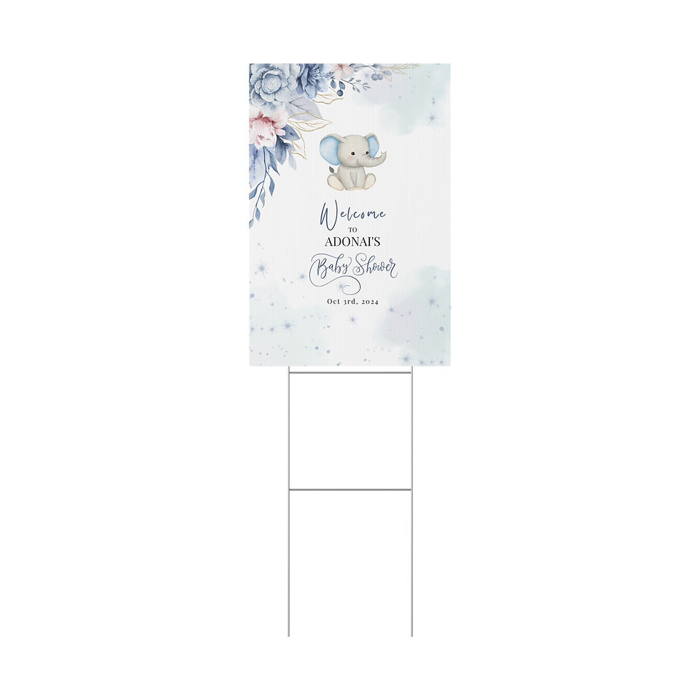 Thumbnail: Baby Shower Plastic Yard Sign — Cute Elephant with Floral Border