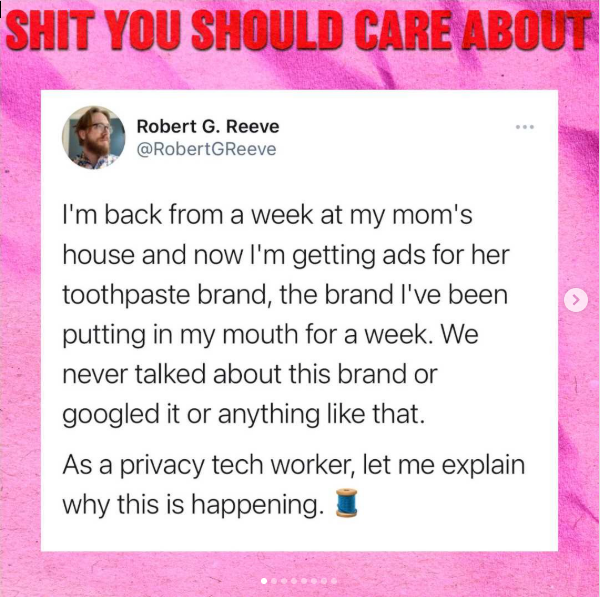 INstagram post debunking conspiracy theories about phones listening to your converstaions