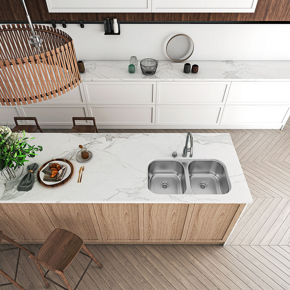 Thumbnail: 50/50 STAINLESS STEEL CURVED CORNERS SINK