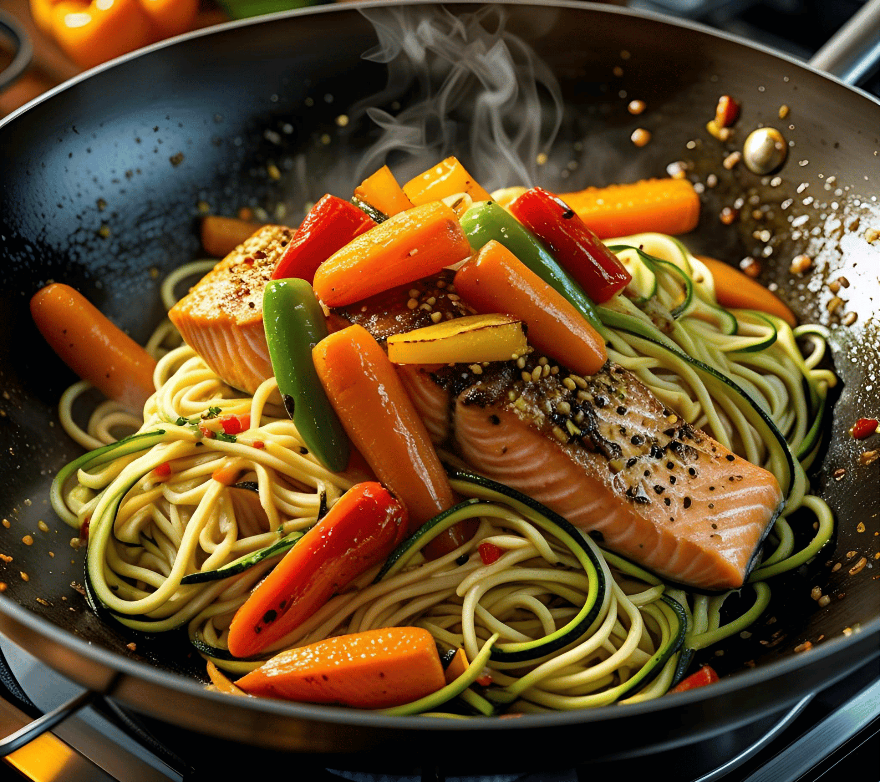 Salmon Zoodle Stir Fry
