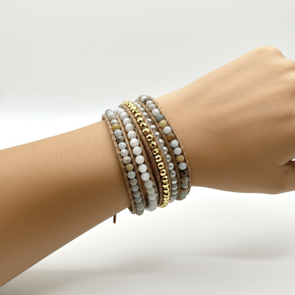 Still Shores Amazonite Leather Wrap Bracelet