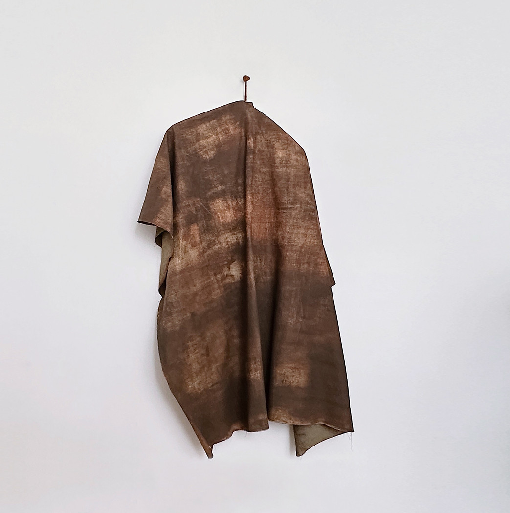 Contemporary artwork 'Second Skin' by Elena Gorn. A process-based piece using natural earth on canvas to explore displacement