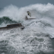 Cornwall storm. Rough and wild seas during a winter storm in Portreath.