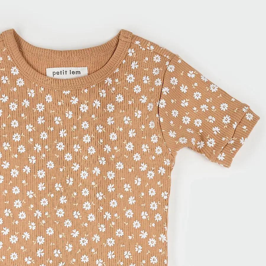 Thumbnail: Floral Print on Rosy Mango Summer Sleep Set