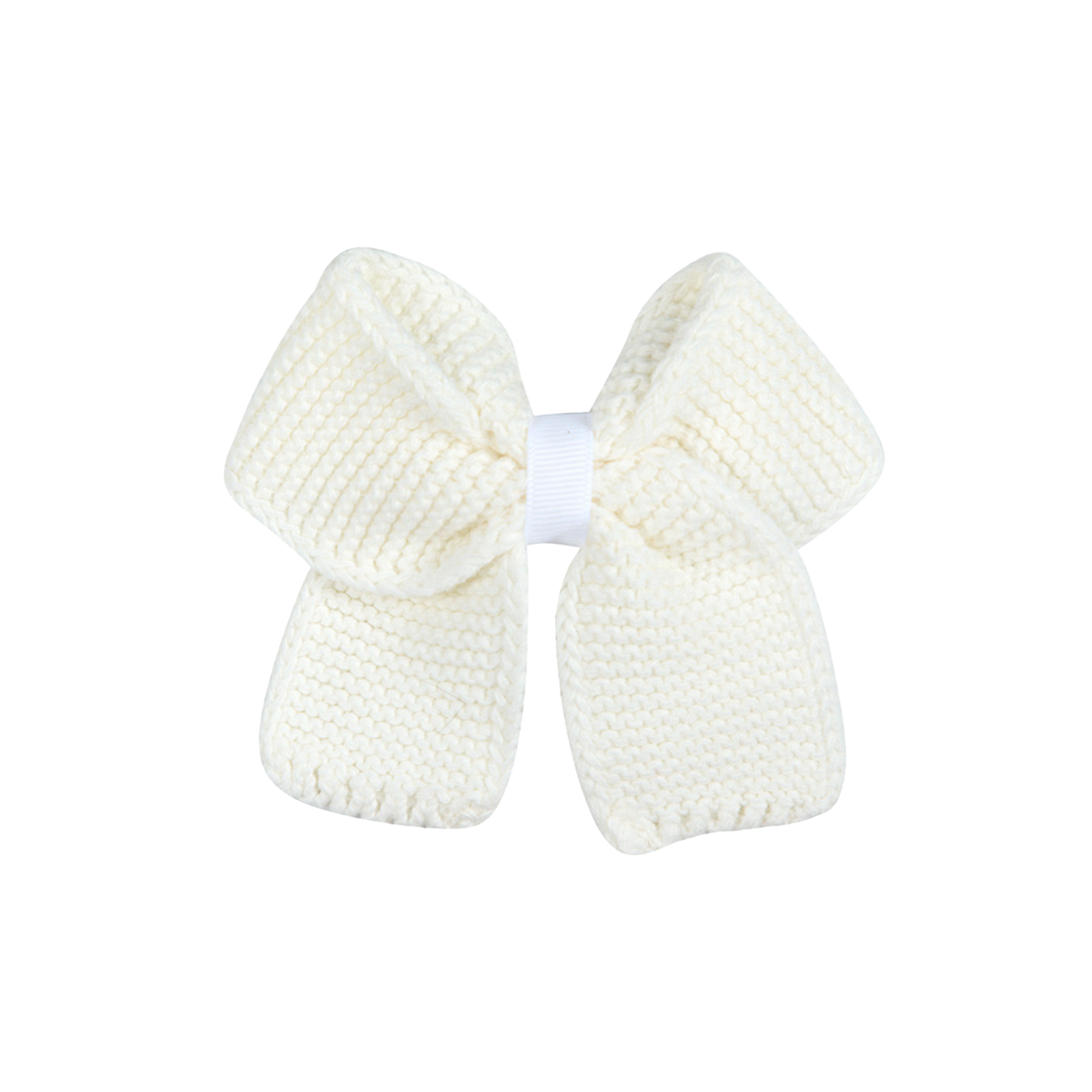 Garter Stitch Hair Bow Clip | Cream