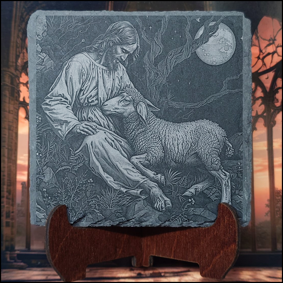 Miniaturbild: Jesus mit Schaf Schiefer Untersetzer