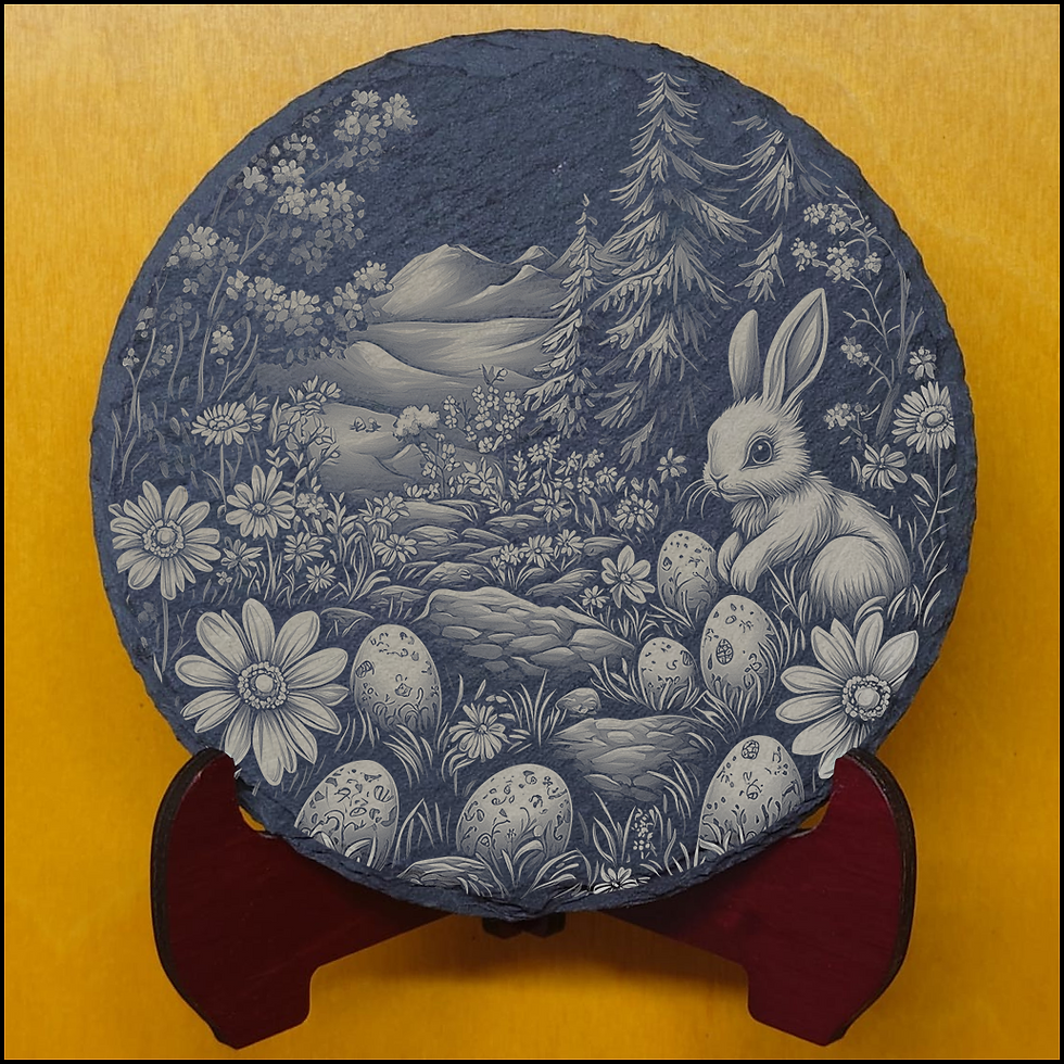 Miniaturbild: Schieferuntersetzer, Osterhase im Wald Motiv