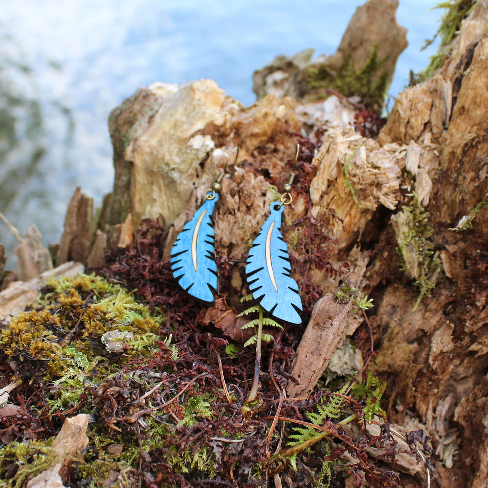 Miniaturbild: Blaue Himmelsfeder Ohrringe