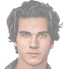 A moody male of 26 years, with dark eyebrows and medium long hair. Jeb is wearing a jean jacket, and directly facing the viewer.