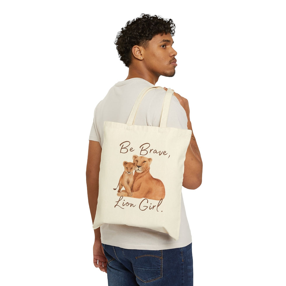 Thumbnail: Be Brave, Lion Girl Cotton Canvas Tote Bag
