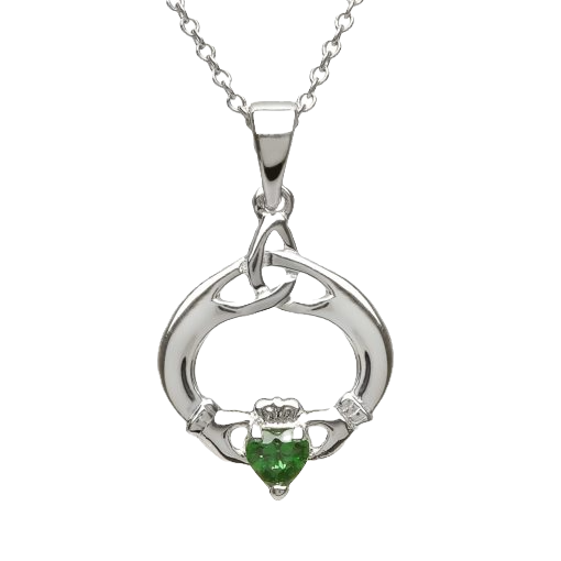 Sterling Silver Claddagh May Birthstone Pendant
