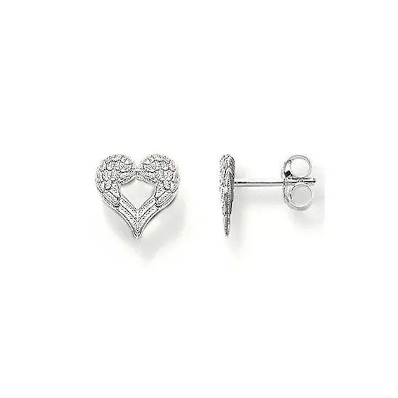 Thomas Sabo H1750-001 Silver Wing Heart Stud Earrings 3302194