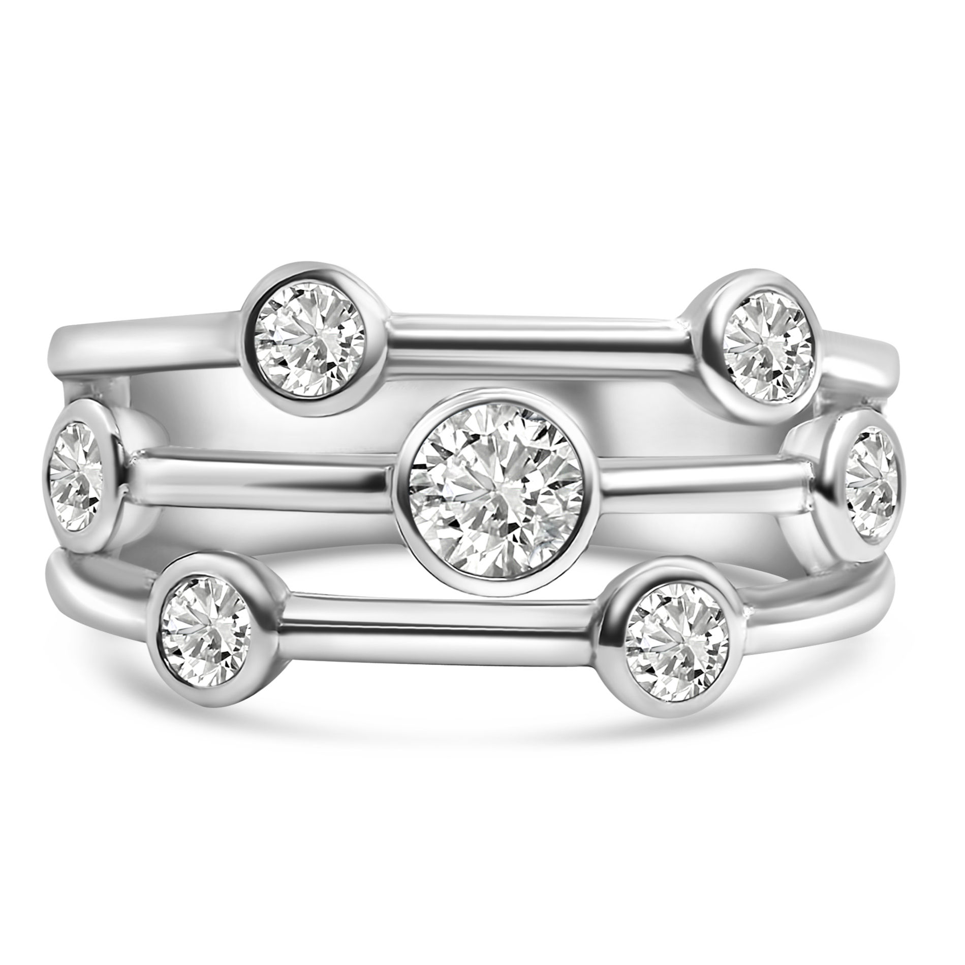 0.75 3 row platinum bubble dress ring 01-12-053