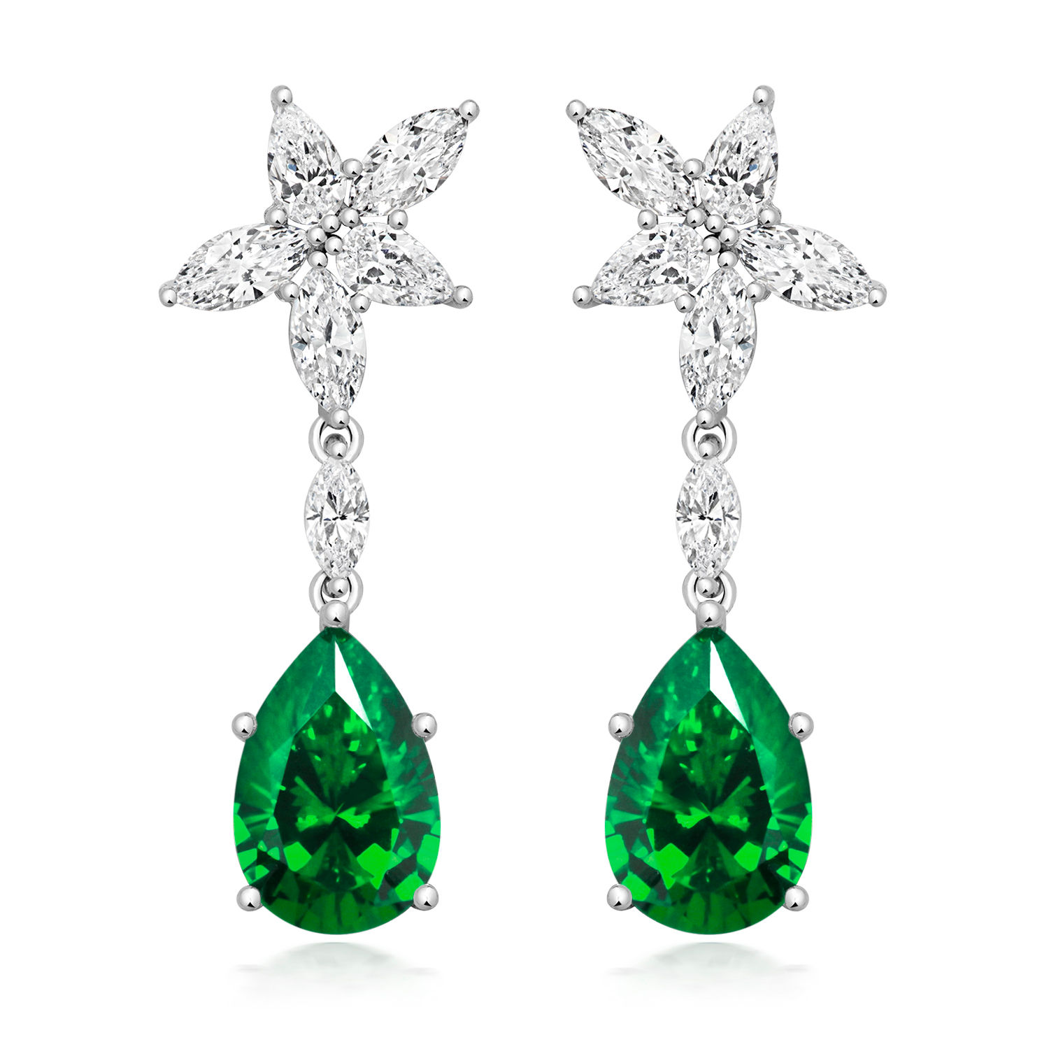 Lapidary LEG0052E FANCY MQ & GREEN PEAR SHAPE EARRINGS