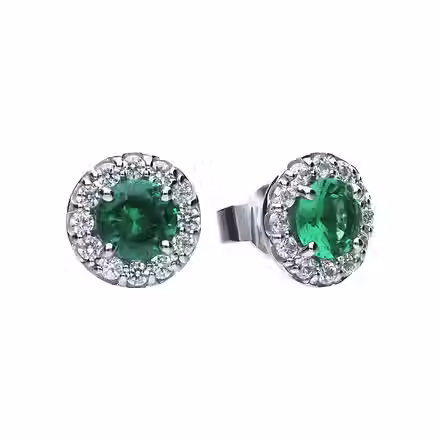 Emerald Green Zirconia Round Solitaire Earrings