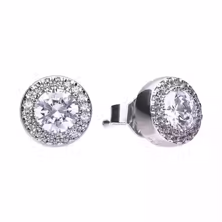 Pave Set Zirconia Halo Stud Earrings