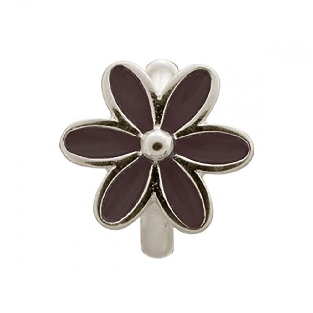 Endless 41155-4 Silver Black Enamel Flower Charm