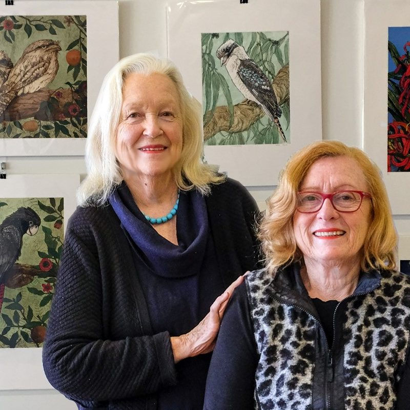 Robin Ezra Gallery 74 Director with Annie Day part of Printmaking Sisters Duo | Gallery Hire Southern Highlands