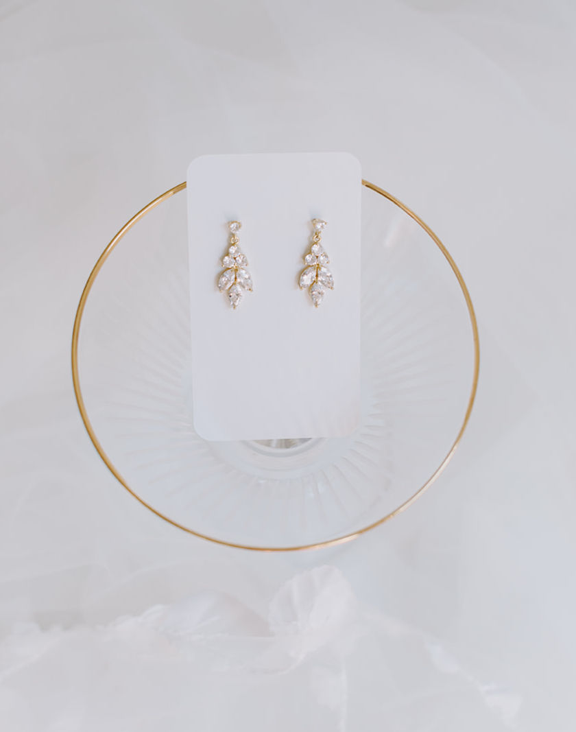 Leaves & Gold Drop Earrings