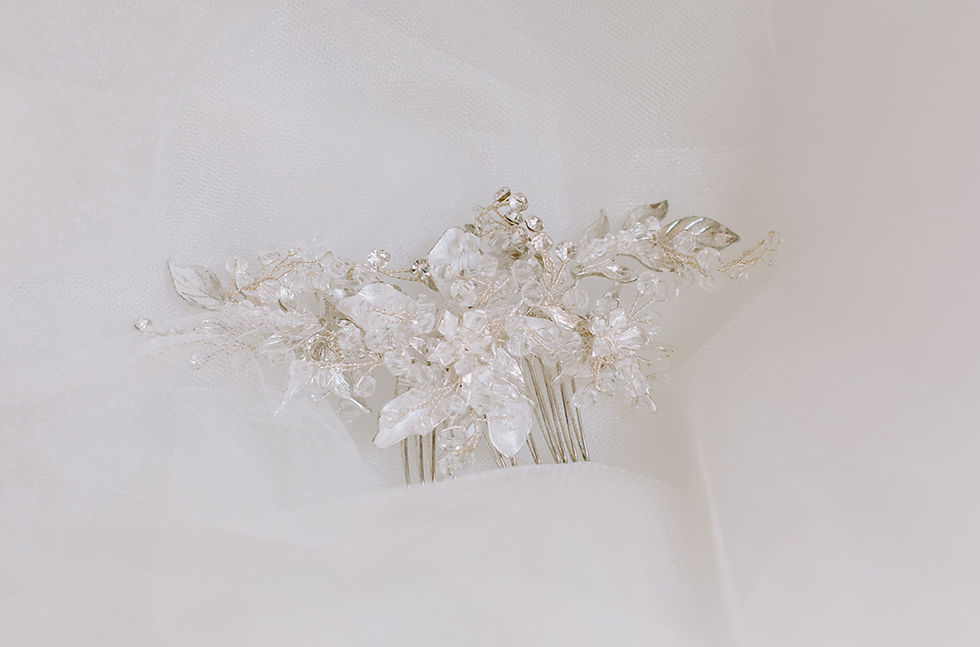 Flowers & Leaves Silver Hair Comb