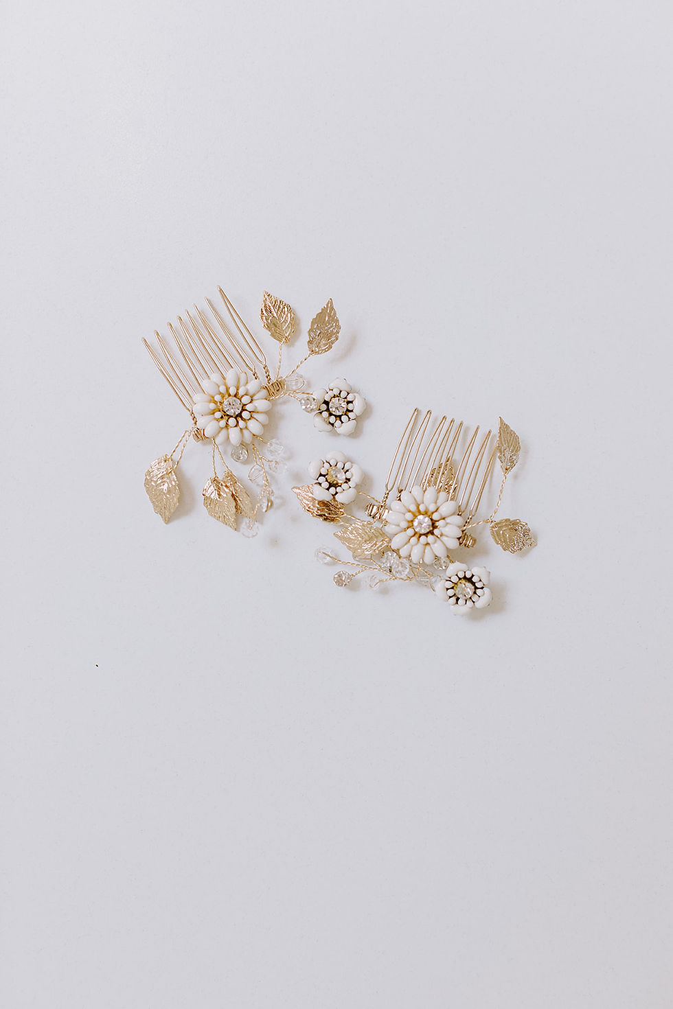 Flowers & Leaves Gold Mini Hair Comb Set