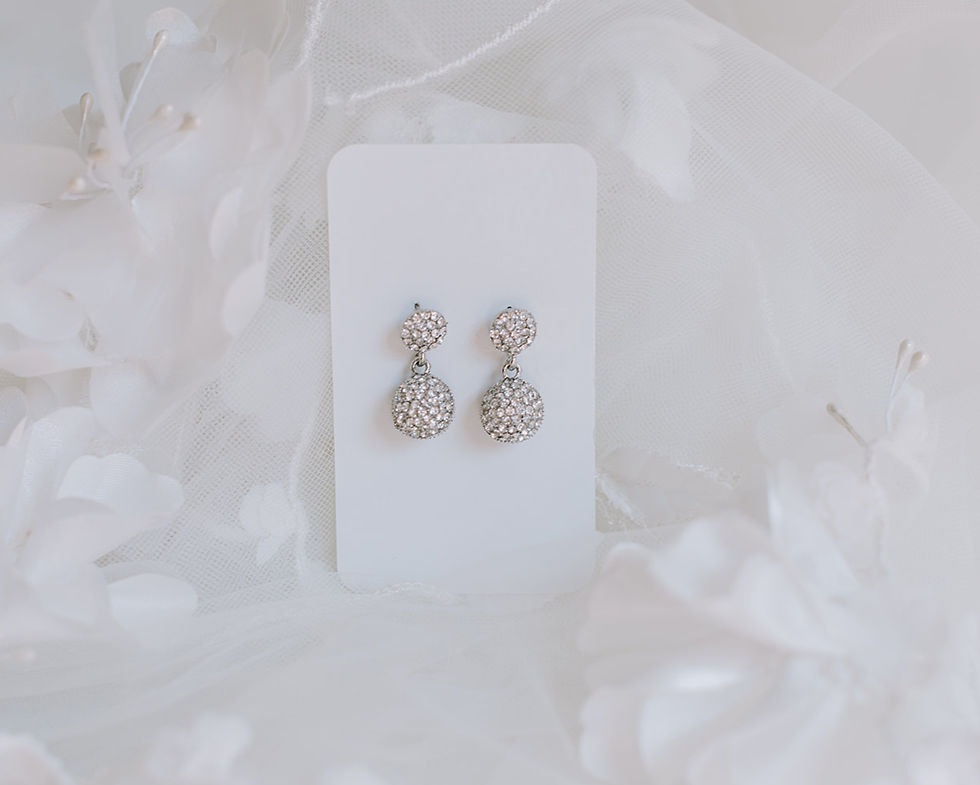 Sphere Silver Rhinestone Drop Earrings