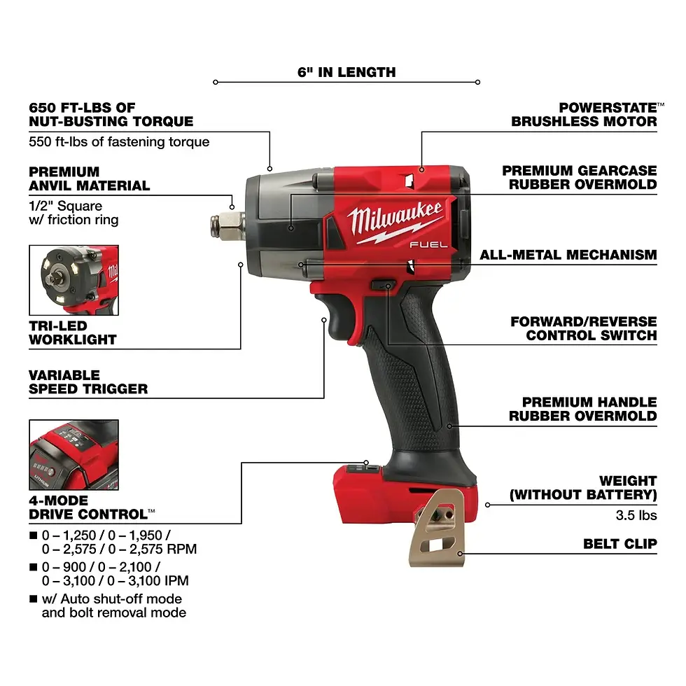 Thumbnail: M18 FUEL™ 1/2" Mid-Torque Impact Wrench w/ Friction Ring  2962-20