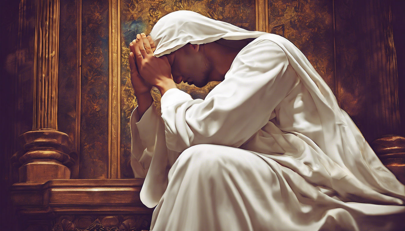 Picture of a priest absolving a person who sinned, after their confession.