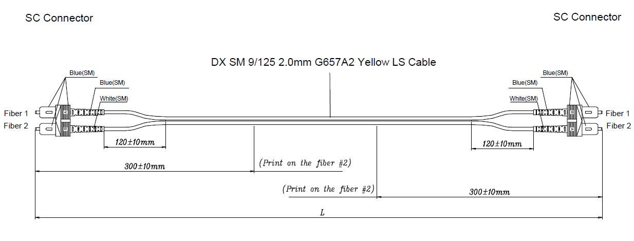 MIZU OS2(G.657.A2) SC-SC Duplex 2.0mm Cord, LSZH,  0.5m, Yellow
