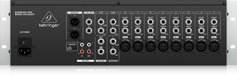 Behringer RX1202FX 12 Mic/Line Input Rack Mixer (+48V Phantom)