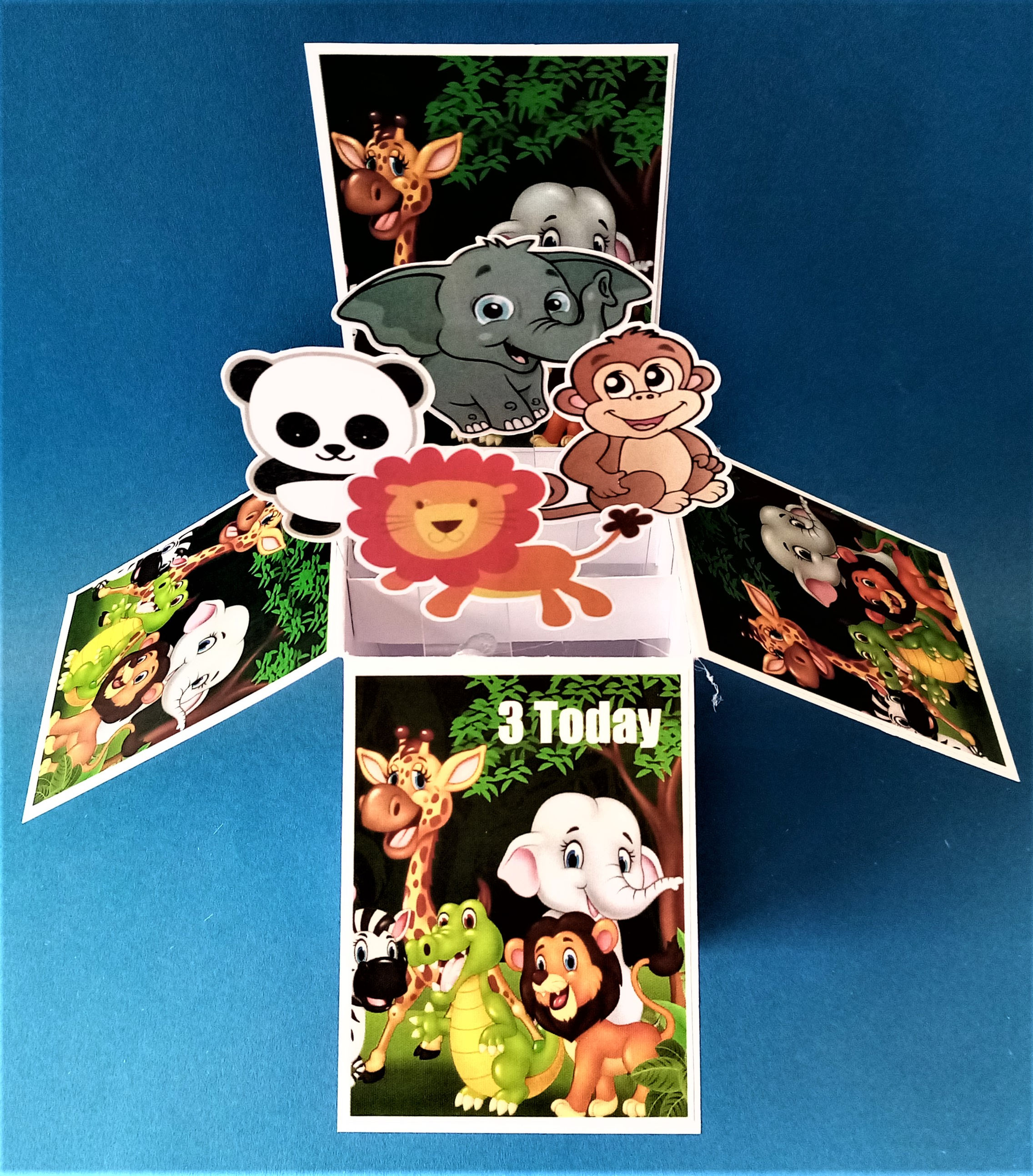 3rd birthday card with wild animals