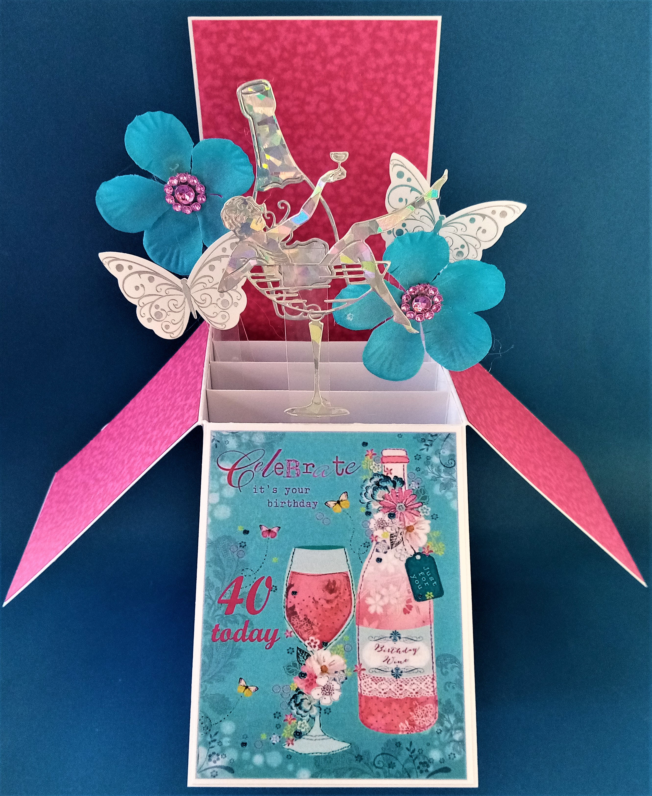 ladies 40th birthday card with a drink theme