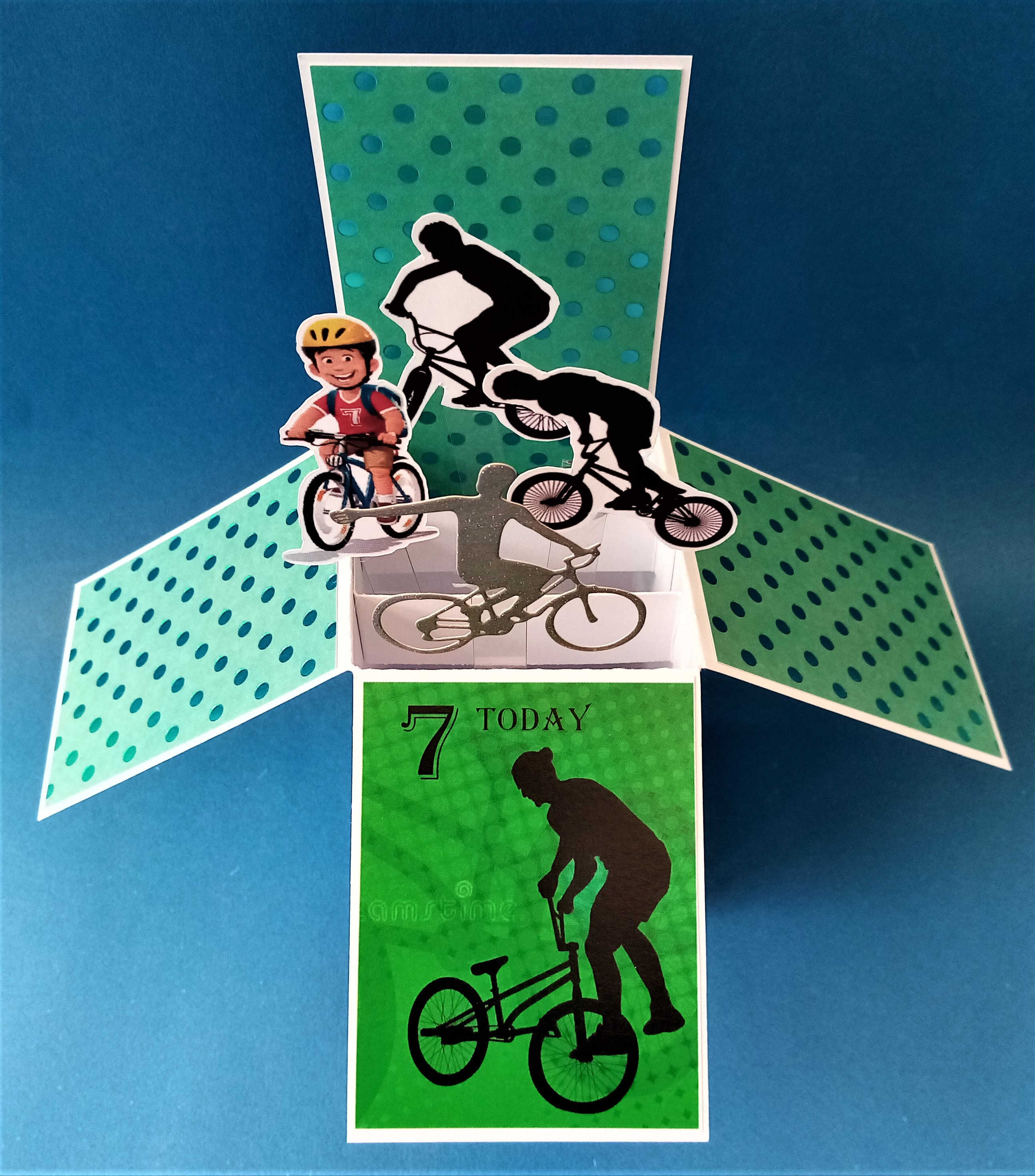 boys 7th birthday card with bikes