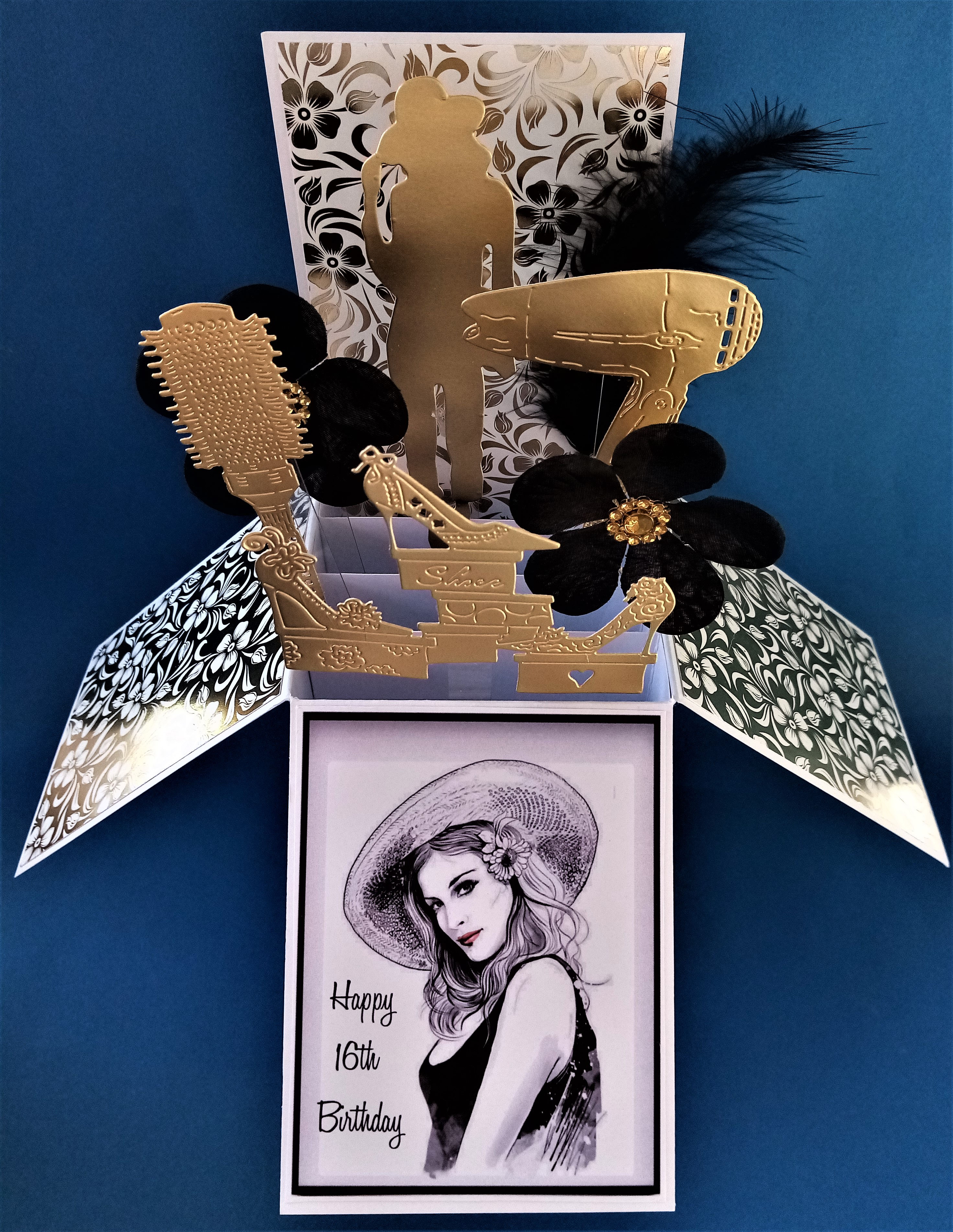 girls 16th birthday card with shoes