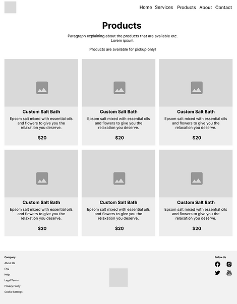 Mid Fidelity Wireframe of the prodcut page
