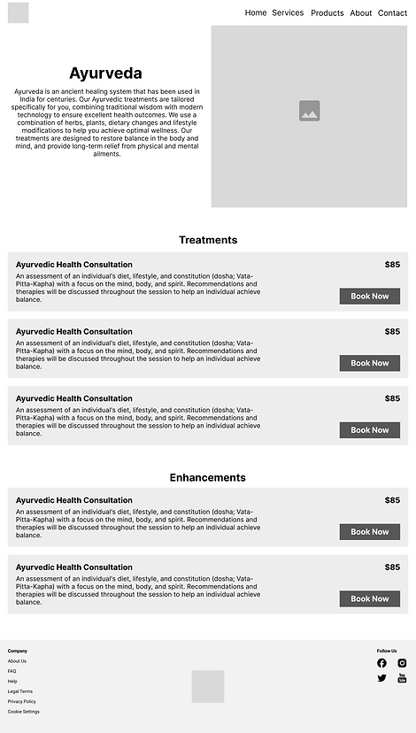 Mid Fidelity Wireframe of the services page