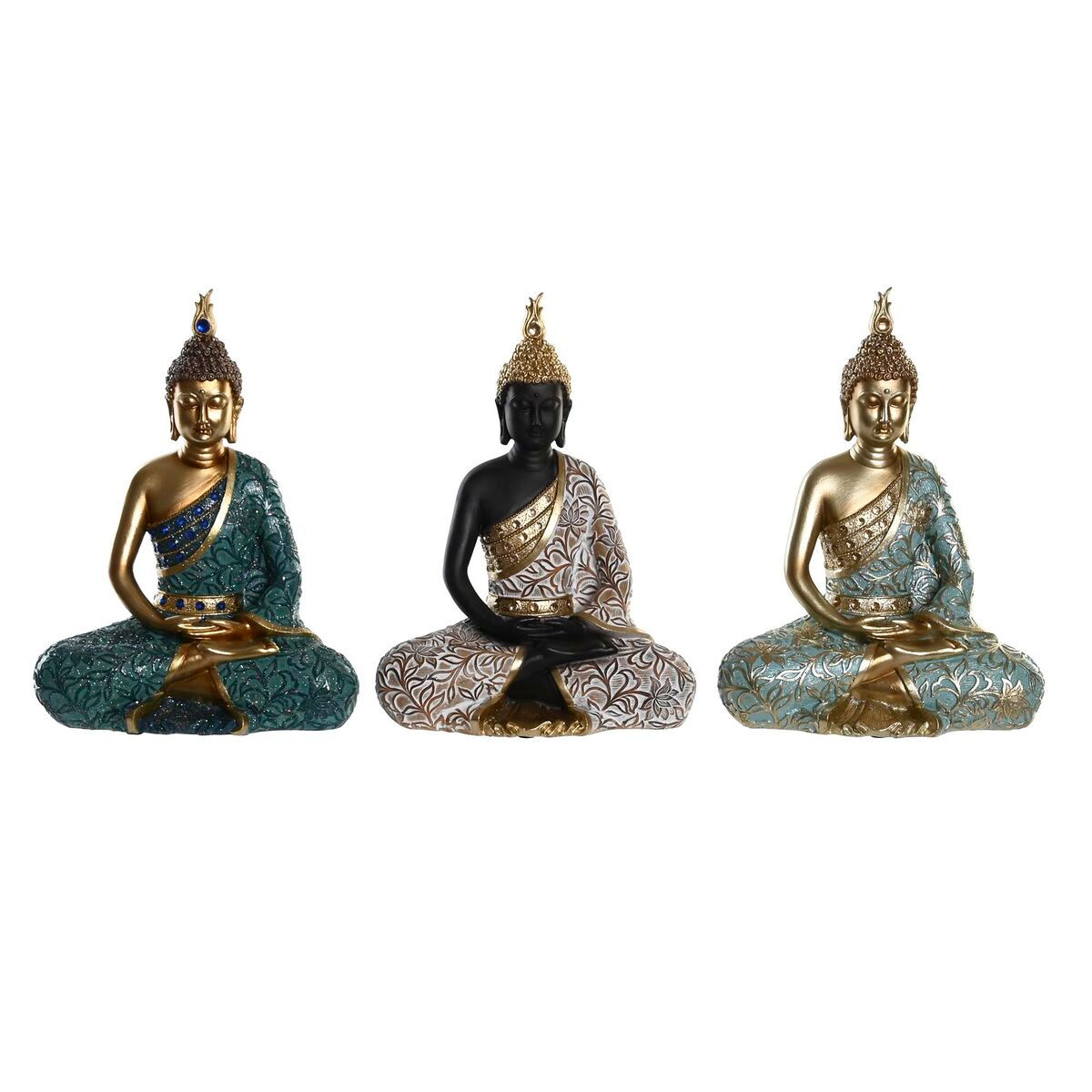 Deko-Figur DKD Home Decor Schwarz Buddha türkis grün Orientalisch 20 x 11 x 2