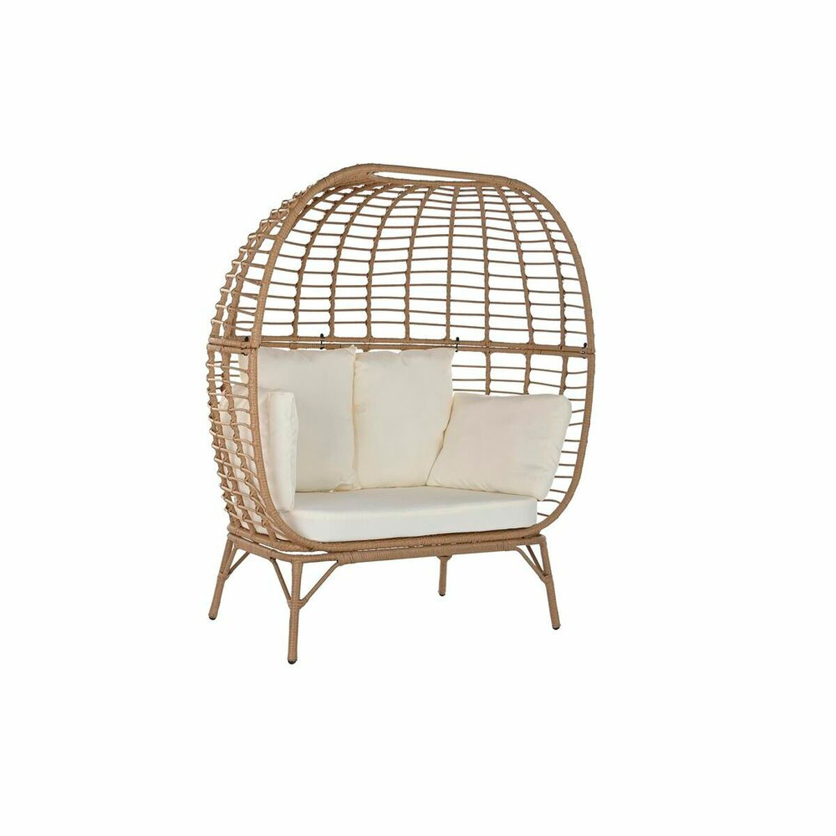 Gartenstuhl DKD Home Decor Weiß Braun Stahl Synthetischer Rattan 130 x 68 x 1