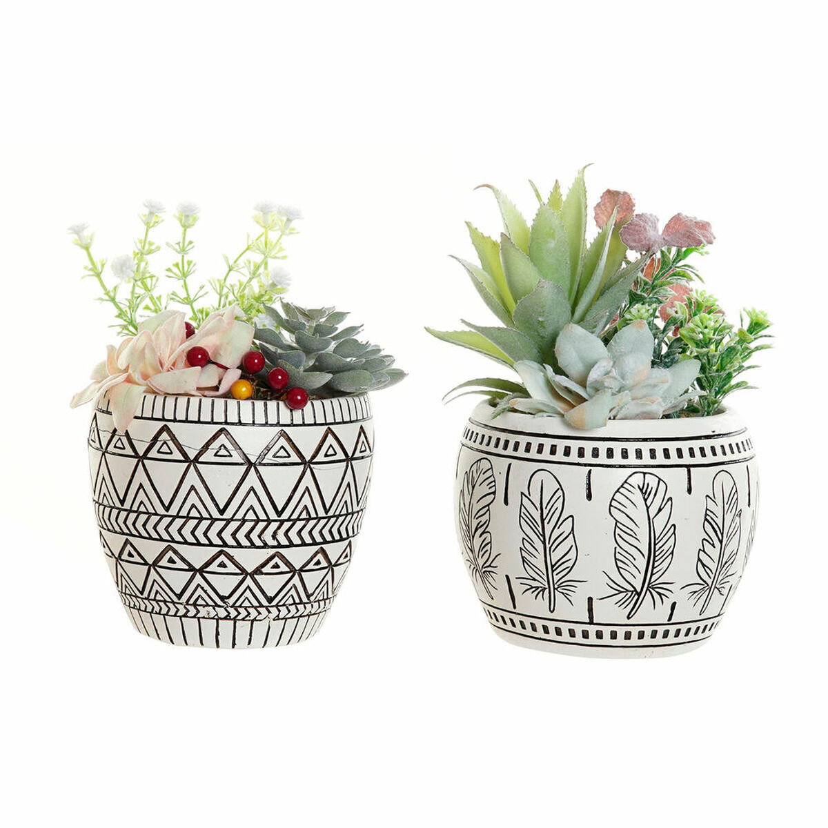 Dekorationspflanze DKD Home Decor Harz Polyäthylen Kaktus 12 x 12 x 18 cm (2