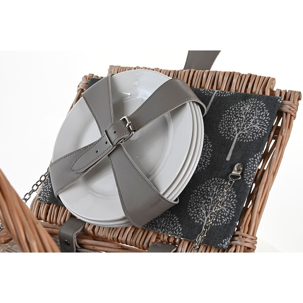 Miniaturbild: Korb DKD Home Decor Picnic Grau natürlich Holz korb 40 x 28 x 19 cm