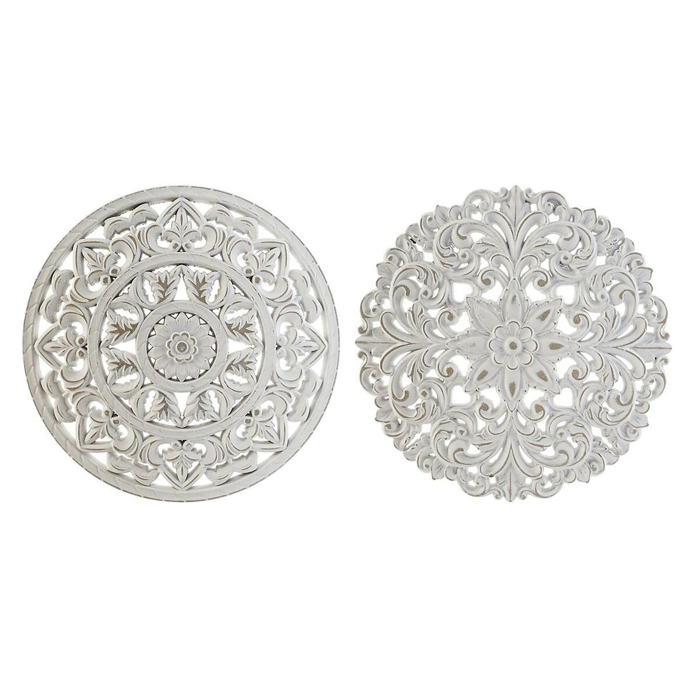 Wanddekoration DKD Home Decor Weiß Mandala Indianer Antiker Finish 30 x 2 x 3