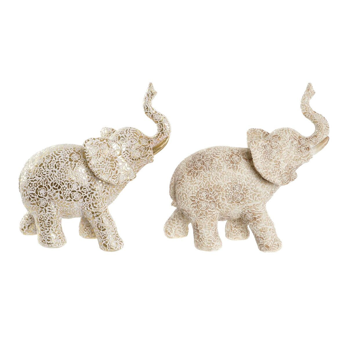 Deko-Figur DKD Home Decor Beige Gold Elefant Kolonial 25 x 11,8 x 25 cm (2 St