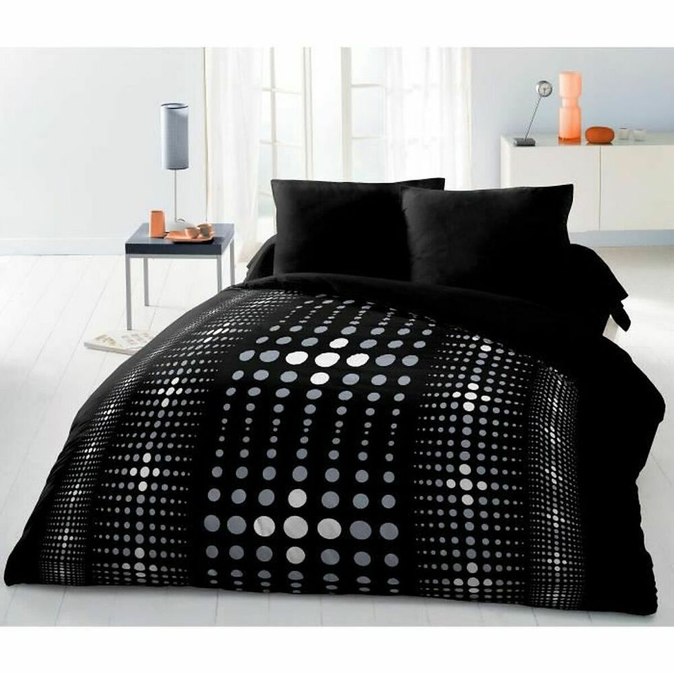 Bettbezug-Set HOME LINGE PASSION Steevy Schwarz Grau Doppelbett 220 x 240 cm