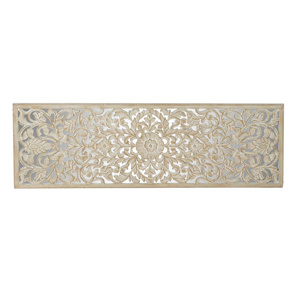 Kopfende des Betts DKD Home Decor Weiß Gold Spiegel Holz MDF 183 x 3 x 61 cm