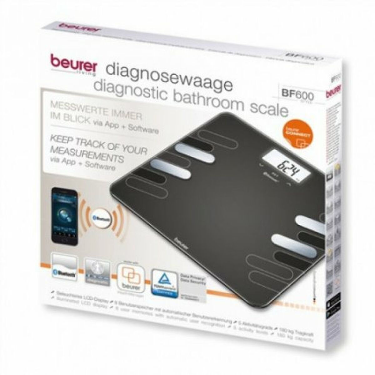 Bluetooth Digitalwaage Beurer BF600 Anthrazit 180 kg