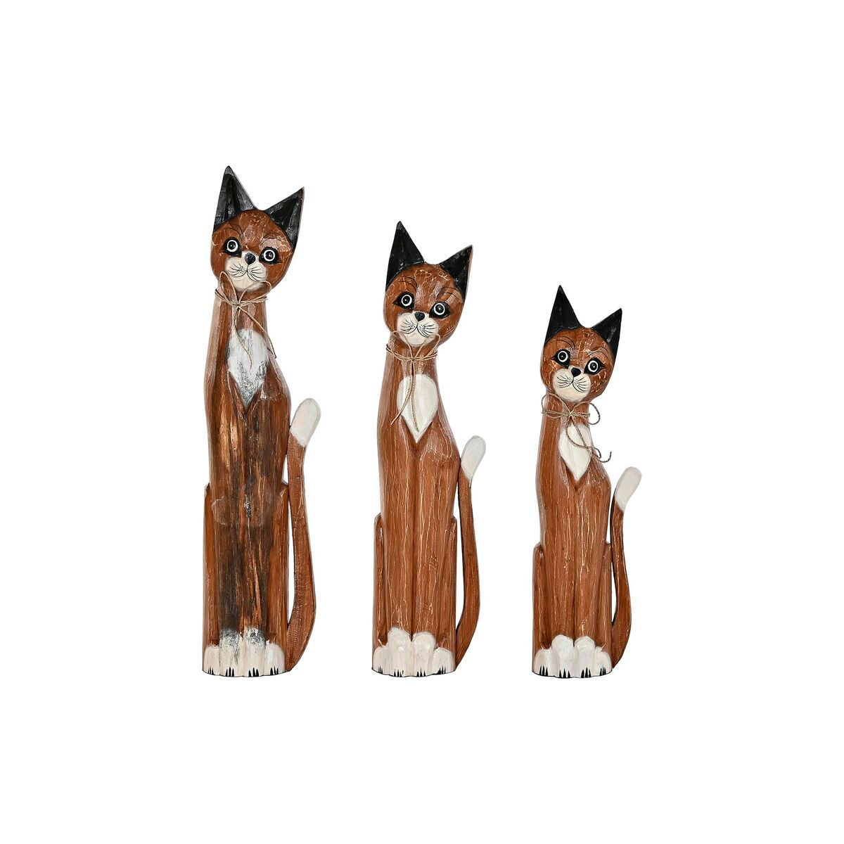 Deko-Figur DKD Home Decor Weiß Braun Katzen 21 x 7 x 80 cm 17 x 6 x 80 cm