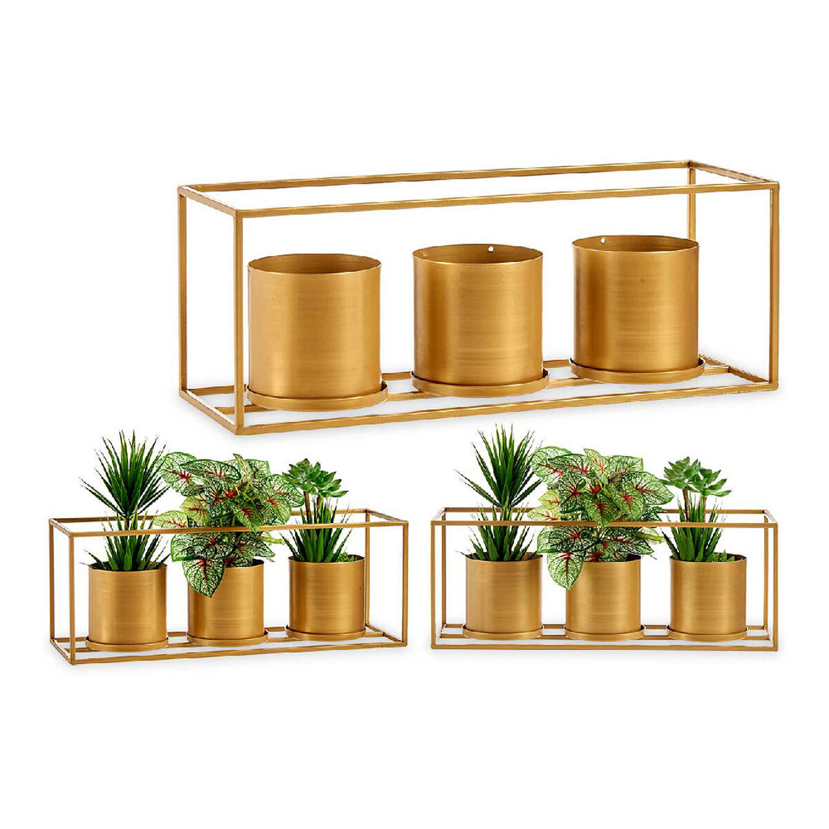 Blumentopf Gold Metall (16 x 18 x 48 cm)