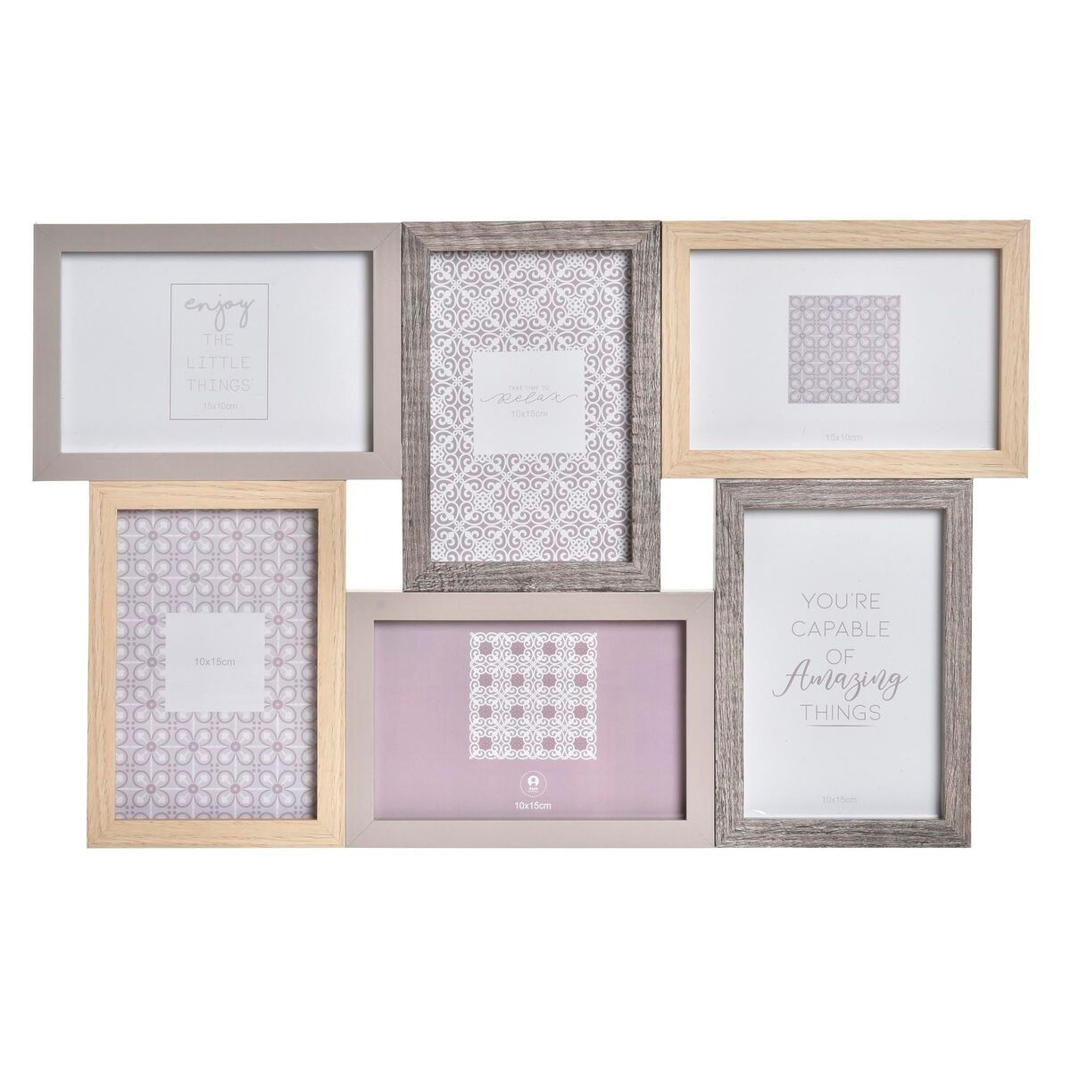 Fotorahmen DKD Home Decor Grau natürlich Holz Kristall Klassich Boho 45 x 2 x