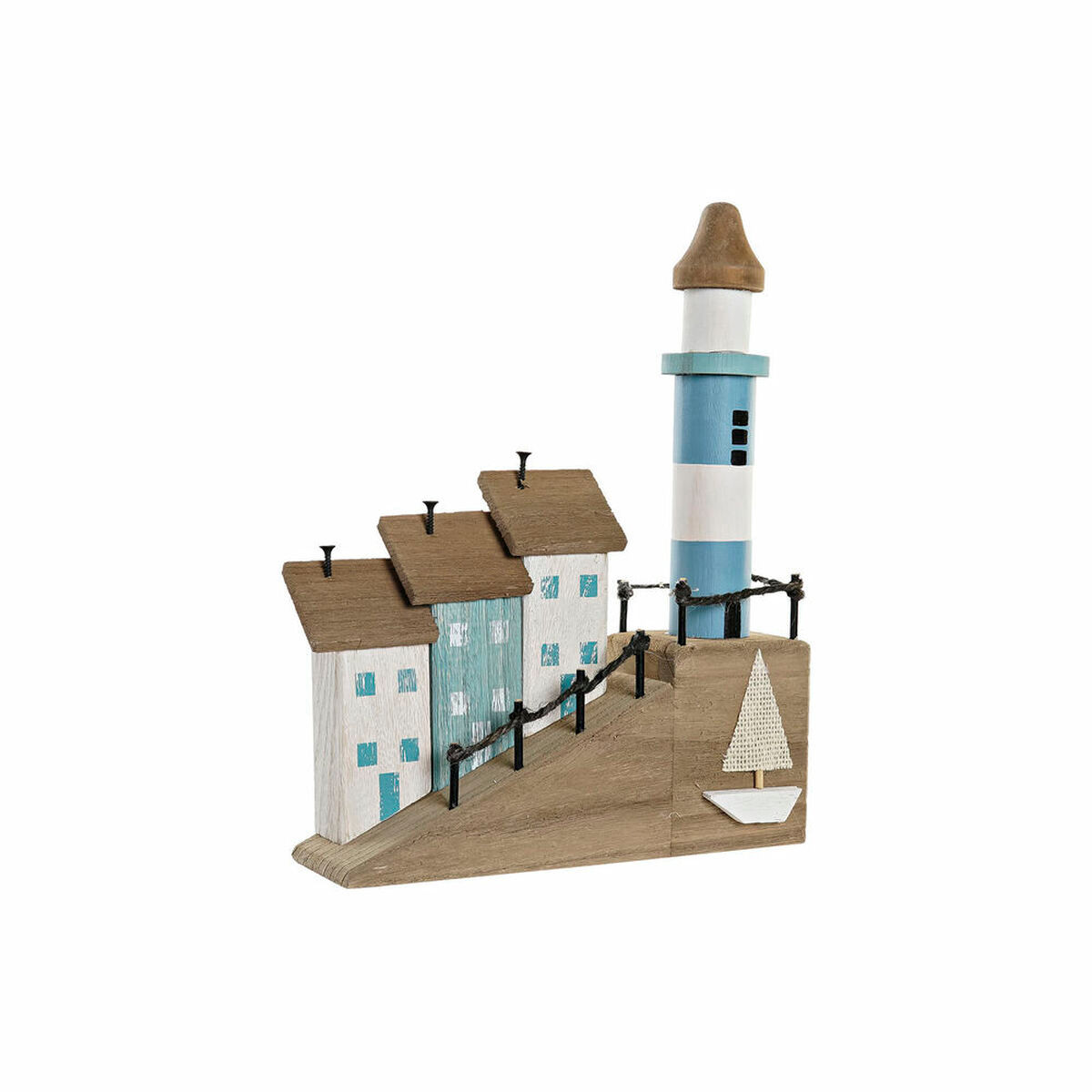 Deko-Figur DKD Home Decor 24 x 8 x 30 cm natürlich Blau Leuchtturm Mediterran