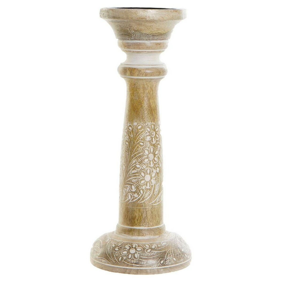 Kerzenleuchter DKD Home Decor Weiß Braun Metall Kunststoff Mango-Holz blumig